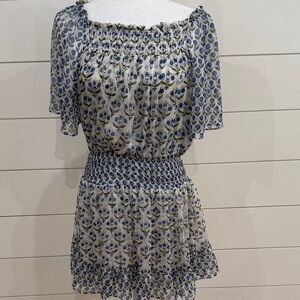 Misa Floral Print Mini Smocked Dress